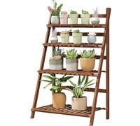 Plant Stand Folding Plant Stand 4 Tiers Wooden Foldable Plants Shelf for Multiple Flower Planter Holder Large Ladder Display Rack for Indoors Outdoors Garden,Natural,100cm/(Walnut-70cm/27.6)