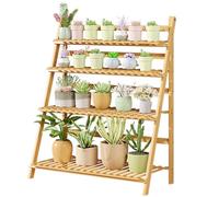 Plant Stand Folding Plant Stand 4 Tiers Wooden Foldable Plants Shelf for Multiple Flower Planter Holder Large Ladder Display Rack for Indoors Outdoors Garden,Natural,100cm/(Natural-100cm/39.4)