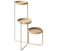 Plant Stand Indoor Flower Pot Round 21 x 42 x 60 cm Metal Beige Fragaria