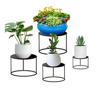 Plant Stand Indoor Outdoor 4 Pack Small Decent metal Plant Stand for Heavy Plant Pots Multiple Height Size Corner Plant Holders -Gifts for Plant Lovers-Black