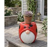 Plant Stand Indoor Outdoor Decorative Ceramic planter Holder Rack, Whimsical Garden Décor, Durable Weather-Resistant Space Saving Planter Display for Patio, Balcony, Home decor-A74 (Red)