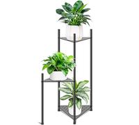Plant Stand Indoor Tall, Black Metal Corner Plant Pot Stands for Multiple Plants, Flower Pot Stands Outdoor Holders Plant Shelf Display Rack for Garden Balcony Patio (3 Tier-Triangle hollow out)