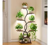 Plant Stand Indoor with Grow Light - 8 Tiered Plant Shelf Indoor, Corner Plant Stand, 49" Tall Plant Shelf with Lights for Indoor Growing, Lighted Flower Holder for Living Room, Balcony, Black