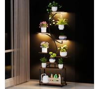 Plant Stand Indoor with Grow Lights - 8 Tiered Indoor Plant Shelf with Wheels, 155CM Tall Plants Stand for Plants Multiple, Metal Flower Display Holder S-Shaped Plant Rack for Home, Patio, Corner