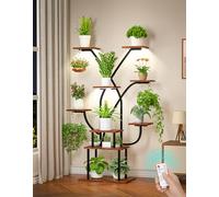Plant Stand Indoor with Grow Lights, 9-Tier 51" Tall Metal Plant Shelf with Full-Spectrum LED Grow Light, Space-Saving X Design, Stable Plant Rack Display Shelf, Flower Stand for Living Room & Patio