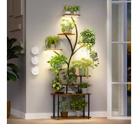 Plant Stand Indoor with Grow Lights, 9-Tier Tall S-Shaped Metal Plant Shelf Pot Stand for Plants Multiple, 161 CM Corner Shelf Plant Display Rack Flower Pot Holder for Home, Patio, Living Room, Corner