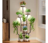 Plant Stand Indoor with Grow Lights - Tall Plant Shelf Tree-Shaped, Lighted Corner Plant Stands for Indoor Growing, 55" Metal Flower Holder, 8 Tiered Display Shelves Rack for Home, Hallway, Black