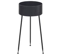 Beliani Plant Stand Leika Metal 29cm Black, Black