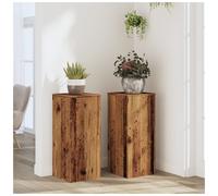 Plant Stand Modern Old Wood Engineered Wood 30x30x70cm Tiered 2pc Indoor Outdoor