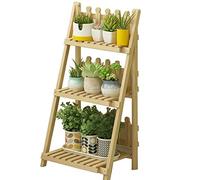 Plant Stand,Multi-Layer Solid Wood Flower Stand - Foldable Plant Display Rack for Balcony, Succulent & Flower Pots (Wood Color, 70x37x98cm) - Durable & Stylish Plant Holder