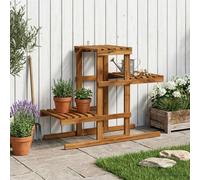 Plant Stand Natural 3-Tier Outdoor Use 82 x 36 x 60 cm Brown Solid Acacia Wood