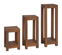 Plant Stand Natural Solid Teak 25x25x80cm Rustic Indoor Small Display for Pots.