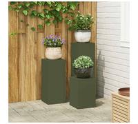 Plant Stand Olive Green Steel 75cm H x 24cm W Outdoor Minimalist Metal 3pcs Set