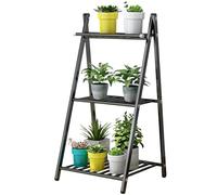 Plant Stand Plant Stand Indoor Outdoor 3 Tier Foldable Flower Pot Display Shelf Heavy Duty Metal Tall Planter Holder Organizer Rack for Home Patio Lawn Garden Balcony,Silve（Black-40cm/15.8）