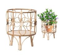 Plant Stand | Rattan Wicker Riser Plant Stand Indoor | Pot Holder with Legs Stool Shelf Rustic Home Decorations for Indoor, Outdoor & Patio