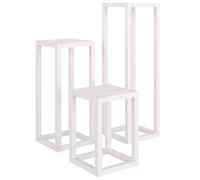 vidaXL 3 Piece Plant Stand Set White Solid Wood Pine