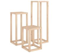 (Brown) vidaXL Plant Stand Set 3 Piece Garden Holder Flower Stand Solid Wood Pine