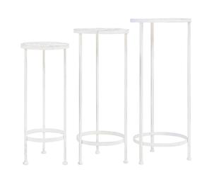 Plant Stand Set 3 Pieces Vintage Style Metal Antique White Display vidaXL