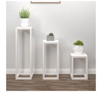 Plant Stand Set 3pcs White Solid Pine Wood 34x34x110/80/50cm Indoor Home Display
