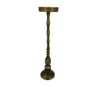 Plant Stand Side Table, Bronze Metal Pedestal Accent with Round Tray Top, Compact Decor for Bedside Use Bronze Pedestal Accent Furniture Compact Round Display Stand Corner Decor Entryway Bedside
