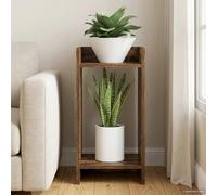 Plant Stand Smoked Oak 30x30x60cm Engineered Wood 2-Shelf Space-Saving Indoor XL