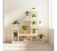 Plant Stand Solid Pine Wood 92x25x97 cm Natural Rustic Multi-Shelf Display Patio