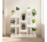 Plant Stand Solid Pine Wood White 104.5x25x109.5 cm Rustic Tiered Shelf Display