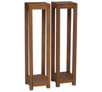 Plant Stand Solid Teak Wood Natural 25 x 25 x 100 cm Rustic Indoor 2pcs AntiTips