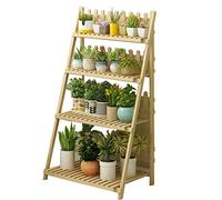 Plant Stand,Solid Wood Multi-Layer Flower Stand for Balcony - Foldable Plant Display Rack for Succulents & Greenery, 60x47x142cm, Natural Wood Color, Ideal for Home & Garden Decor