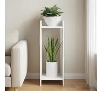 Plant Stand White 30x30x80cm Engineered Wood 2-Shelf Space-Saving Indoor Modern
