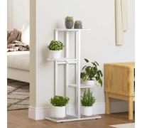 Plant Stand White Metal 4-Tier Indoor Outdoor 43x22x76cm Slim Display Rack Shelf