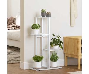 Plant Stand White Metal 4-Tier Indoor Outdoor 43x22x76cm Slim Display Rack Shelf