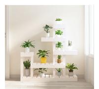 Plant Stand White Solid Pine Wood 92x25x97 cm Multi-Shelf Rustic Display 3-Tier
