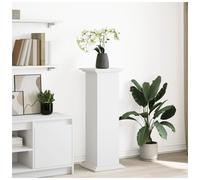 Plant Stand with Storage White Engineered Wood Textured 31x30x90cm Hinge Door In