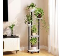 Plant Stand with Wheels - 5 Tier Corner Display Rack for Indoor and Outdoor Use - Perfect for Balcony, Garden, Patio, and Living Room Decor