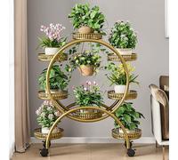 Plant Stand,Wrought Iron Plant Stand with Wheels - Tall Multi-Tier Planter Display Rack for Indoor/Outdoor Use, Perfect for Pots in Corner, Balcony, Garden, or Patio.