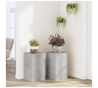 Plant Stands 2pc Concrete Grey Engineered Wood Tiered Display 30x30x50 cm Indoor