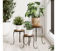 Plant Stands 3 Terracotta Ceramic Top with Black Iron Frame 30/25/20x70/60/50cm