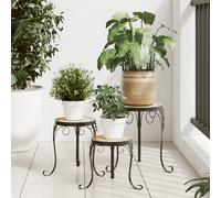 Plant Stands 3pcs Terracotta Ceramic Mosaic Tops Iron Frame 30/25/20x70/60/50cm