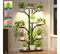 Plant Stands Indoor, 64" Tall Plant Stand with Grow Lights, 9 Tiered Corner Plant Shelf Indoor Plants Multiple, Flower Plant Pot Display Holder, Tree-Shaped Plant Rack for Home, Living Room, Patio