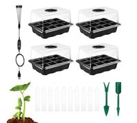 Plant Starter Trays - 12 Cell Germination Kit, Propagation Growing Dome, Seed Starting Tray | Controlled Light Timer Box, Reusable Greenhouse Setup for Sprouting Vegetables Flowers Indoors