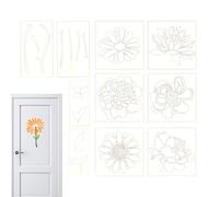 Plant Stencils, 10 Pieces Art Stencils for Flower Plant Drawing Templates, Daisy Sunflower Painting Templates, Reusable for Wall & Wooden Fence, Decorative Fence Wall