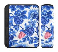 Plant Strawberry Blue Art 2 Pack Seatbelt Shoulder Strap pad, More Comfort Driving, car seat Protector for Auto Sedan Airplane 10x7.7 in Protector para cinturón de carro
