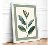 Plant Study with Bronze Buds Botanical Framed Wall Art Print A1 (84.1×59.4cm) White, Wall Decor for Living Room, Bedroom, Office & Home, Ready to Hang, Art Gift