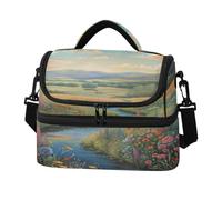 Plant Style Lunch Bag Reusable Insulated Leakproof Lunchbox Two Layer Lunch Cooler Bag with Detachable Strap for Work School Picnic