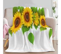 Plant Sunflower Simple Printed Flannel Fleece Throw Blanket, Super King Super Soft Flannel Lightweight Fluffy Plush Fuzzy Bed Blanket for Bedding Sofa and Travel, Yellow