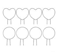 Plant Support 8Pcs for Vines Roses and Ivy with Black Iron Base and Shaped Hoops for Vertical Growth Guidance (round+heart shape)