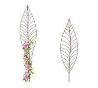 Plant Support Set of 2 Leaf Shape Trellis Climbing Aid Flower Stake Black Metal