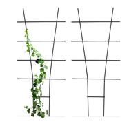 Relaxdays Metal Plant Support, Set of 2, Climbing Aid, Trellis for Flower Pots & Planters, HxW: 79x35 cm, Stake, Black, Steel