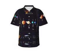Plant System Jupiter Hawaiian Shirt - Full-Print Short Sleeve Button-Up Shirt for Men and Teens, Perfect for Beach & Tropical Getaways Black